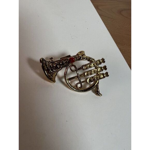 Pin Shape Of A Trumpet Rhinestones - Picture 3 of 6